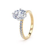 Goldsmiths 18ct Yellow Gold and Platinum Compass Set 2.20cttw Cushion Lab Grown Diamond Set Shoulder Solitaire Engagement Ring - Ring Size S.5