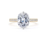 Goldsmiths 18ct Yellow Gold and Platinum Compass Set 2.70cttw Cushion Lab Grown Diamond Set Shoulder Solitaire Engagement Ring - Ring Size S.5