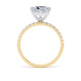 Goldsmiths 18ct Yellow Gold and Platinum Compass Set 2.70cttw Cushion Lab Grown Diamond Set Shoulder Solitaire Engagement Ring - Ring Size S.5
