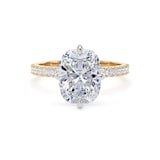 Goldsmiths 18ct Yellow Gold and Platinum Compass Set 3.25cttw Cushion Lab Grown Diamond Set Shoulder Solitaire Engagement Ring - Ring Size U