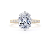 Goldsmiths 18ct Yellow Gold and Platinum Compass Set 3.25cttw Cushion Lab Grown Diamond Set Shoulder Solitaire Engagement Ring - Ring Size U