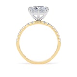 Goldsmiths 18ct Yellow Gold and Platinum Compass Set 3.25cttw Cushion Lab Grown Diamond Set Shoulder Solitaire Engagement Ring - Ring Size U