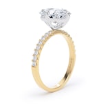 Goldsmiths 18ct Yellow Gold and Platinum Compass Set 3.25cttw Cushion Lab Grown Diamond Set Shoulder Solitaire Engagement Ring - Ring Size U