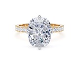 Goldsmiths 18ct Yellow Gold and Platinum Compass Set 4.25cttw Cushion Lab Grown Diamond Set Shoulder Solitaire Engagement Ring - Ring Size U