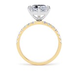 Goldsmiths 18ct Yellow Gold and Platinum Compass Set 4.25cttw Cushion Lab Grown Diamond Set Shoulder Solitaire Engagement Ring - Ring Size U