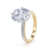 Goldsmiths 18ct Yellow Gold and Platinum Compass Set 4.25cttw Cushion Lab Grown Diamond Set Shoulder Solitaire Engagement Ring - Ring Size U