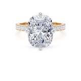 Goldsmiths 18ct Yellow Gold and Platinum Compass Set 5.25cttw Cushion Lab Grown Diamond Set Shoulder Solitaire Engagement Ring - Ring Size T.5