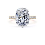 Goldsmiths 18ct Yellow Gold and Platinum Compass Set 5.25cttw Cushion Lab Grown Diamond Set Shoulder Solitaire Engagement Ring - Ring Size T.5