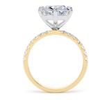 Goldsmiths 18ct Yellow Gold and Platinum Compass Set 5.25cttw Cushion Lab Grown Diamond Set Shoulder Solitaire Engagement Ring - Ring Size T.5