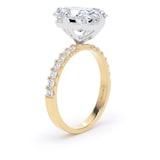 Goldsmiths 18ct Yellow Gold and Platinum Compass Set 5.25cttw Cushion Lab Grown Diamond Set Shoulder Solitaire Engagement Ring - Ring Size T.5