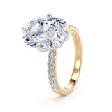 Goldsmiths 18ct Yellow Gold and Platinum Compass Set 5.25cttw Cushion Lab Grown Diamond Set Shoulder Solitaire Engagement Ring - Ring Size T.5