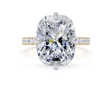 Goldsmiths 18ct Yellow Gold and Platinum Compass Set 7.25cttw Cushion Lab Grown Diamond Set Shoulder Solitaire Engagement Ring - Ring Size G