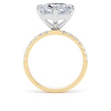 Goldsmiths 18ct Yellow Gold and Platinum Compass Set 7.25cttw Cushion Lab Grown Diamond Set Shoulder Solitaire Engagement Ring - Ring Size G