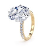 Goldsmiths 18ct Yellow Gold and Platinum Compass Set 7.25cttw Cushion Lab Grown Diamond Set Shoulder Solitaire Engagement Ring - Ring Size G