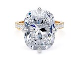 Goldsmiths 18ct Yellow Gold and Platinum Compass Set 10.25cttw Cushion Lab Grown Diamond Set Shoulder Solitaire Engagement Ring - Ring Size X