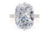 Goldsmiths 18ct Yellow Gold and Platinum Compass Set 10.25cttw Cushion Lab Grown Diamond Set Shoulder Solitaire Engagement Ring - Ring Size X