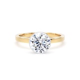 Goldsmiths 18ct Yellow Gold and Platinum 1.61cttw Brilliant Cut Lab Grown Diamond Hidden Halo Solitaire Engagement Ring - Ring Size K.5