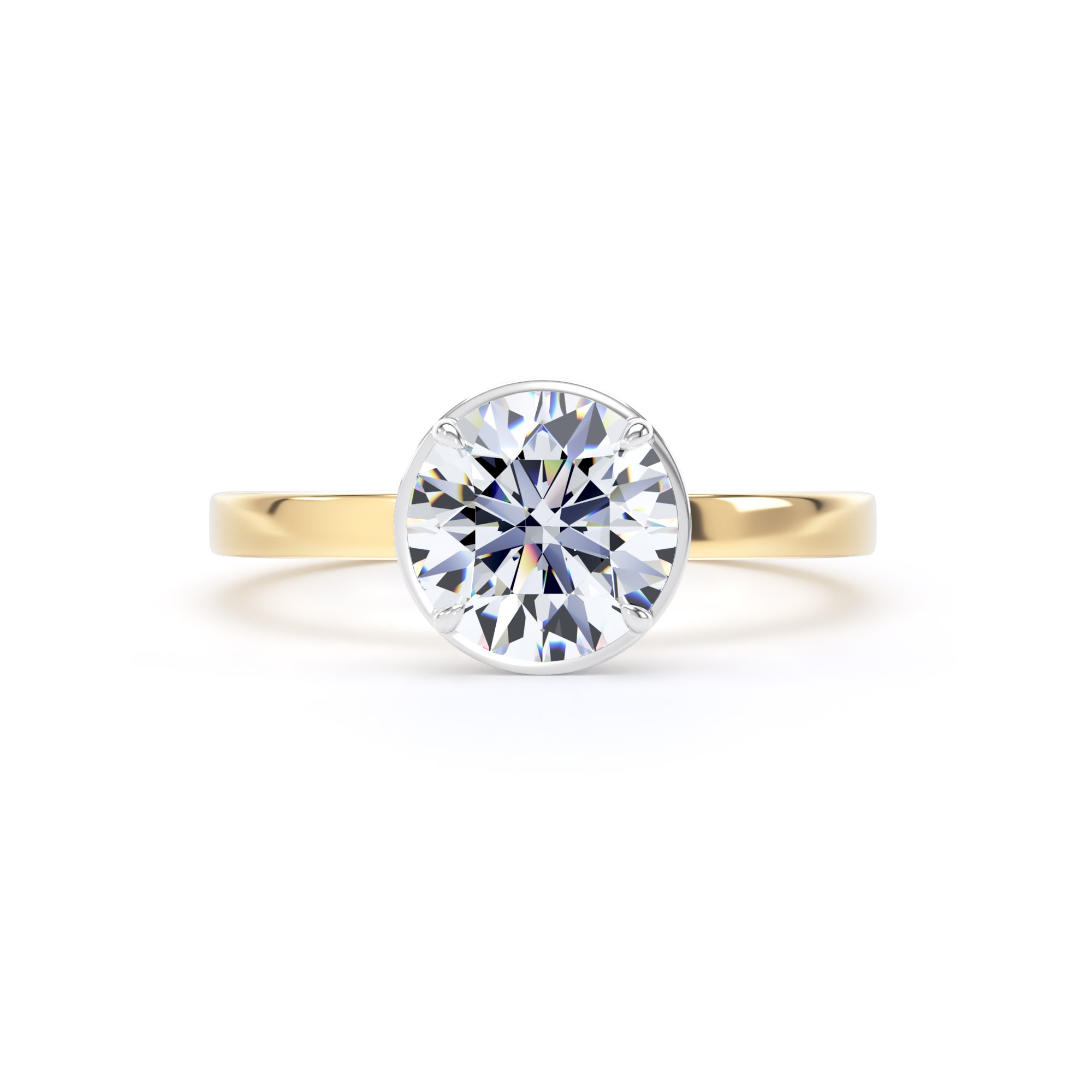 Goldsmiths 18ct Yellow Gold and Platinum 1.61cttw Brilliant Cut Lab Grown Diamond Hidden Halo Solitaire Engagement Ring - Ring Size X Goldsmiths 18ct Yellow Gold and Platinum 1.61cttw Brilliant Cut Lab Grown Diamond Hidden Halo Solitaire Engagement Ring - Ring Size X