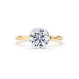 Goldsmiths 18ct Yellow Gold and Platinum 1.61cttw Brilliant Cut Lab Grown Diamond Hidden Halo Solitaire Engagement Ring - Ring Size K.5