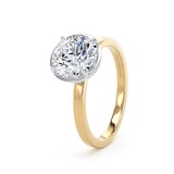 Goldsmiths 18ct Yellow Gold and Platinum 2.12cttw Brilliant Cut Lab Grown Diamond Hidden Halo Solitaire Engagement Ring - Ring Size S.5