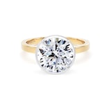 Goldsmiths 18ct Yellow Gold and Platinum 3.14cttw Brilliant Cut Lab Grown Diamond Hidden Halo Solitaire Engagement Ring - Ring Size K