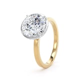 Goldsmiths 18ct Yellow Gold and Platinum 3.14cttw Brilliant Cut Lab Grown Diamond Hidden Halo Solitaire Engagement Ring - Ring Size K