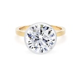 Goldsmiths 18ct Yellow Gold and Platinum 4.16cttw Brilliant Cut Lab Grown Diamond Hidden Halo Solitaire Engagement Ring - Ring Size F
