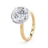 Goldsmiths 18ct Yellow Gold and Platinum 4.16cttw Brilliant Cut Lab Grown Diamond Hidden Halo Solitaire Engagement Ring - Ring Size F