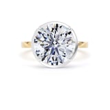 Goldsmiths 18ct Yellow Gold and Platinum 5.17cttw Brilliant Cut Lab Grown Diamond Hidden Halo Solitaire Engagement Ring - Ring Size H