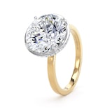 Goldsmiths 18ct Yellow Gold and Platinum 5.17cttw Brilliant Cut Lab Grown Diamond Hidden Halo Solitaire Engagement Ring - Ring Size H