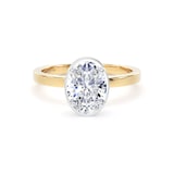 Goldsmiths 18ct Yellow Gold and Platinum 1.62cttw Oval Cut Lab Grown Diamond Hidden Halo Solitaire Engagement Ring - Ring Size N