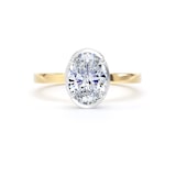 Goldsmiths 18ct Yellow Gold and Platinum 1.62cttw Oval Cut Lab Grown Diamond Hidden Halo Solitaire Engagement Ring - Ring Size N