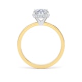Goldsmiths 18ct Yellow Gold and Platinum 1.62cttw Oval Cut Lab Grown Diamond Hidden Halo Solitaire Engagement Ring - Ring Size N
