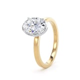 Goldsmiths 18ct Yellow Gold and Platinum 1.62cttw Oval Cut Lab Grown Diamond Hidden Halo Solitaire Engagement Ring - Ring Size N