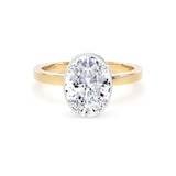 Goldsmiths 18ct Yellow Gold and Platinum 2.13cttw Oval Cut Lab Grown Diamond Hidden Halo Solitaire Engagement Ring - Ring Size W.5