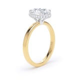 Goldsmiths 18ct Yellow Gold and Platinum 2.13cttw Oval Cut Lab Grown Diamond Hidden Halo Solitaire Engagement Ring - Ring Size W.5