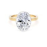 Goldsmiths 18ct Yellow Gold and Platinum 3.15cttw Oval Cut Lab Grown Diamond Hidden Halo Solitaire Engagement Ring - Ring Size N.5