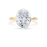 Goldsmiths 18ct Yellow Gold and Platinum 3.15cttw Oval Cut Lab Grown Diamond Hidden Halo Solitaire Engagement Ring - Ring Size N.5