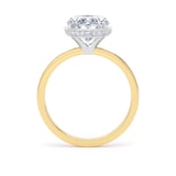 Goldsmiths 18ct Yellow Gold and Platinum 3.15cttw Oval Cut Lab Grown Diamond Hidden Halo Solitaire Engagement Ring - Ring Size N.5