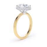 Goldsmiths 18ct Yellow Gold and Platinum 3.15cttw Oval Cut Lab Grown Diamond Hidden Halo Solitaire Engagement Ring - Ring Size N.5