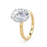 Goldsmiths 18ct Yellow Gold and Platinum 3.15cttw Oval Cut Lab Grown Diamond Hidden Halo Solitaire Engagement Ring - Ring Size N.5
