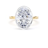 Goldsmiths 18ct Yellow Gold and Platinum 4.17cttw Oval Cut Lab Grown Diamond Hidden Halo Solitaire Engagement Ring - Ring Size F.5