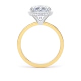 Goldsmiths 18ct Yellow Gold and Platinum 4.17cttw Oval Cut Lab Grown Diamond Hidden Halo Solitaire Engagement Ring - Ring Size F.5
