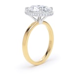 Goldsmiths 18ct Yellow Gold and Platinum 4.17cttw Oval Cut Lab Grown Diamond Hidden Halo Solitaire Engagement Ring - Ring Size F.5