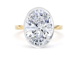 Goldsmiths 18ct Yellow Gold and Platinum 5.19cttw Oval Cut Lab Grown Diamond Hidden Halo Solitaire Engagement Ring - Ring Size N.5