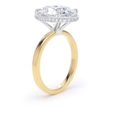 Goldsmiths 18ct Yellow Gold and Platinum 5.19cttw Oval Cut Lab Grown Diamond Hidden Halo Solitaire Engagement Ring - Ring Size N.5