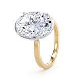 Goldsmiths 18ct Yellow Gold and Platinum 5.19cttw Oval Cut Lab Grown Diamond Hidden Halo Solitaire Engagement Ring - Ring Size N.5