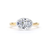 Goldsmiths 18ct Yellow Gold and Platinum East-West 1.62cttw Oval Cut Lab Grown Diamond Hidden Halo Solitaire Engagement Ring - Ring Size N
