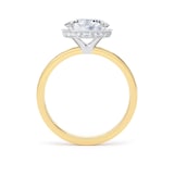 Goldsmiths 18ct Yellow Gold and Platinum East-West 1.62cttw Oval Cut Lab Grown Diamond Hidden Halo Solitaire Engagement Ring - Ring Size N