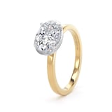 Goldsmiths 18ct Yellow Gold and Platinum East-West 1.62cttw Oval Cut Lab Grown Diamond Hidden Halo Solitaire Engagement Ring - Ring Size N